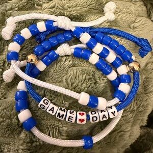 New With Tags…Boutique Blue & White Cord Game Day Beaded Bracelet Set